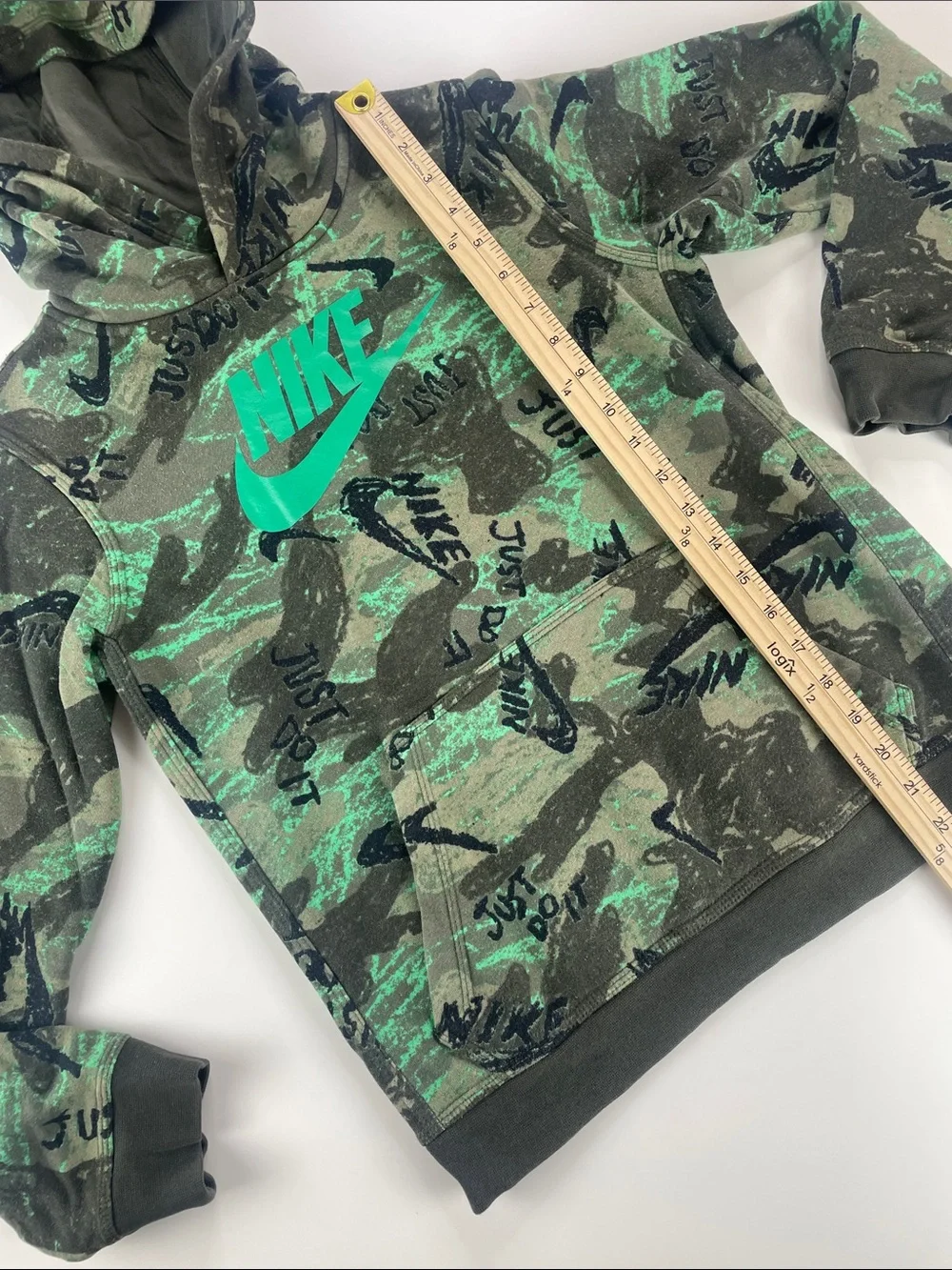 Nike Green Camo Pullover Hoodie with Green Logo